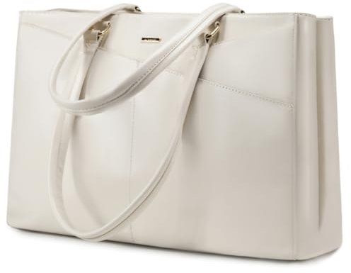LOVEVOOK Borsa Donna Grande, Borsa Università Borsa Lavoro Borsa Porta PC 15.6 Pollici, Impermeabile Borsa Ufficio Tote Bag Borse a Tracolla Spalla per Business Scuola Shopper, Beige