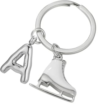 LIKGREAT Ice Skate Keychain for Unisex Stainless Steel Figure Skating Initial Ice Skating Charm Keyring Handbag Decoration (A)
