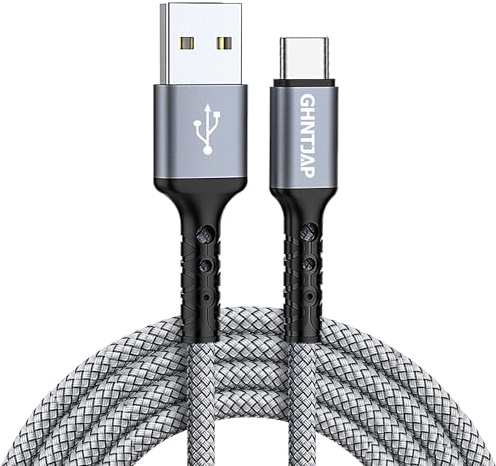 GHNTJAP USB C Charger Cable 3M,USB to USB C Cable 3A Fast Charging Nylon Braided Compatible with iPhone16/15,Galaxy S24/S23/S22,Huawei,Pixel,iPad,Switch - Grey