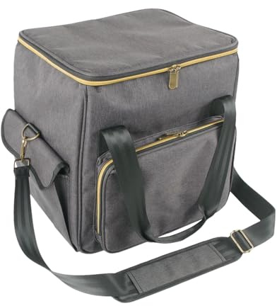 Travel Organizer Bag, albumhållare, 33 x 33 x 25 cm/12,99 x 12,99 x 9,84 tum skivförvaringslåda, polyester med avdelare, håller 45 skivor, för samling, resor