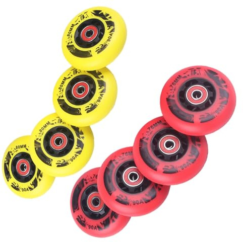 JCCHT Roues de Roller en Ligne 90A, 72 mm/76 mm/80 mm, avec roulements, pour Patins à roulettes d'intérieur et d'extérieur, Lot de 8,4+4,76mm