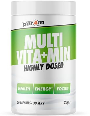 Per4m High Dose Daily Multi Vitamin & Minerals | 20 Essential nutrients for Health, Energy & Focus | 1 Month Supply | 30 Capsules