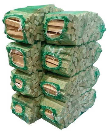 8 NETS of Kindling 24-30KG in Total Weight,Kiln-Dried, Ready to Burn, Supplied in a Ready to Grab Net, Natural Wood Fire Starter