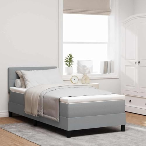 INLIFE Lit boxspring avec Matelas Gris Clair 100 x 200 cm tissu-3338664