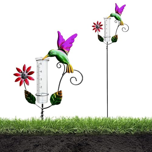 Mailfull Pluviómetro para jardí Resistente a Las heladas con Soporte metálico Ideal para césped Patio Campos y terrazas Decoración de jardín Amantes de la jardinería
