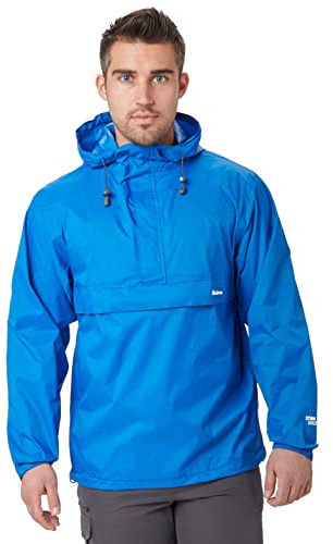 Peter Storm Men’s Packable Cagoule Jacket with Drawcord Hood and Large Zipped Pocket, Waterproof, Breathable & Lightweight Raincoat (UK, Alpha, L, Regular, Regular, Blue)