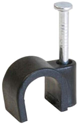 RosenetSys 5mm BLACK Round Cable Clips (for network cable, cat5e) Outdoor Use - 100 PACK