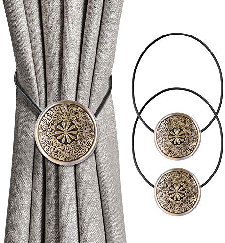 INHDBOX Magnetische Vorhang Raffhalter, Europäer Retro Vorhang Clips Seil Rückwärtige Vorhang Halter Schnallen Vorhang Binder Gardinenhalter 2 Stück für Haus Büro Dekoration
