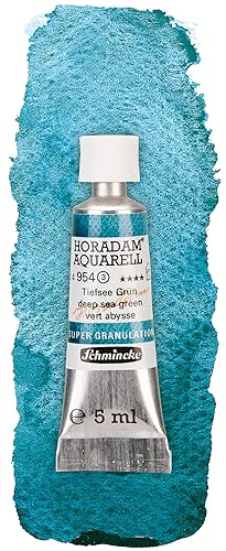 Schmincke - HORADAM® AQUARELL, Super Granulation, 14 954 001 Deep Sea Green, 5 ml tube, very strong granulating tones, finest, super granulating watercolors