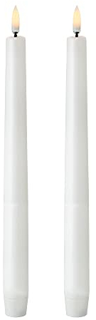 UYUNI Piffany Copenhagen Lighting flammenlose LED-Kerzen, batteriebetrieben, konisch, mit Schalter Nordisches Weiß, Doppelpack (Nordisches Weiß, W2,3 x H25 cm)