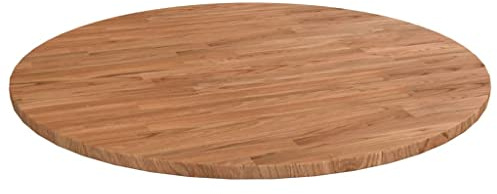 WIFESE Runde Tischplatte Hellbraun Ø90x1,5 cm Esstisch Holzplatte Massiv Multiplex Platte KüChenarbeitsplatte Holzplatte Rund Tabletop Tischplatte Rund Massivholzplatte Behandeltes Eichenholz