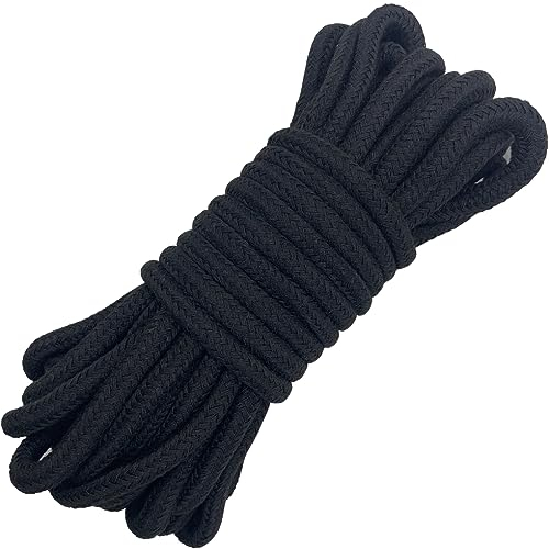 Jukway Cordón de 8 mm, 10 metros, cuerda de algodón trenzado suave y sólido, cuerda de algodón para atar nudos de algodón, cuerda gruesa multiusos para agrupar, manualidades y decoración (10 m negro,