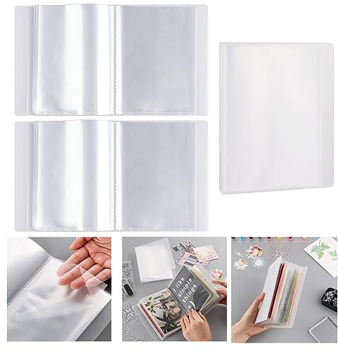 OTCRAFT 80Pages/ 2Set A6 Clear Stamps Storage Embossing Folder Storage Photo Storage Album Seal Bags Storage Keeper Cards Folder Storage Bag for DIY Scrapbooking Arts Crafts Collecting Bags