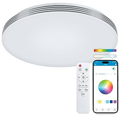 KSIX Boreal Plafón LED Techo Con Luces RGB y App iLink - Lámpara Techo Multicolor Regulable Compatible con Apple y Android - Plafones de Techo Modernos para la Casa, Cocina, Dormitorio, Comedor