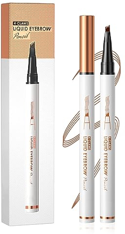 HOUSN Waterproof Liquid Eyebrow Pencil, mit Vier Gabelspitzen, schnell trocknend und langlebig Augenbrauenstift, Bauen Sie einen hochnatürlichen Make-up, Farbton Wischfest, 01#(Hellbraun)