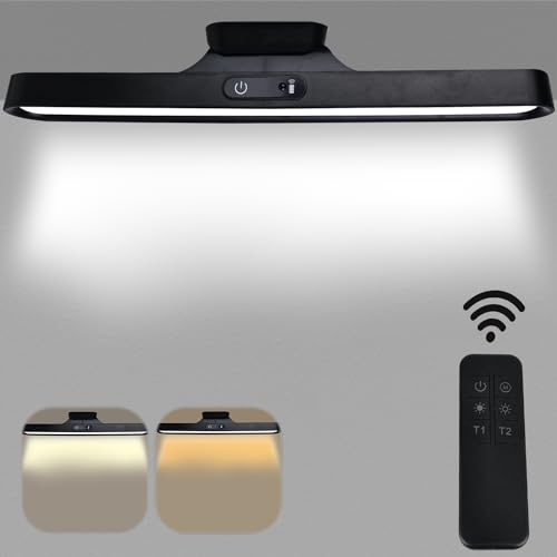 Nizirioo Lampe de miroir LED à intensité variable - 3 W - Interrupteur tactile avec télécommande - 32 cm - Noir - Rechargeable - Fonctionne avec piles avec aimant - Pour armoire, lampe de chevet