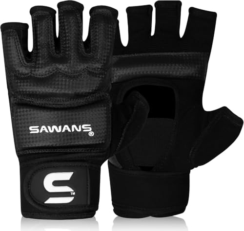 SAWANS Guantes MMA Guantes de Karate Saco de Boxeo Guantes de Boxeo Artes Marciales Combate Taekwondo Kickboxing Mitones Lucha Entrenamiento de Grappling para Mujeres Hombres Adultos (Negro, L)