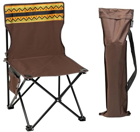 Crystals Brown Heavy-Duty Portable Camping Chair, Lightweight & Compact, Side Pocket & Cup Holder, 100kg Capacity, Foldable for Camping, Hiking & Fishing
