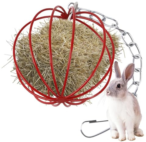 Dispensador de Heno para Conejo - Estante Dispensador Alimentador para Conejos - Bola D Alimentación D Juguetes Masticar Colgantes Rastreador Dispensador Accesorios para Chinchilla Y Hamster