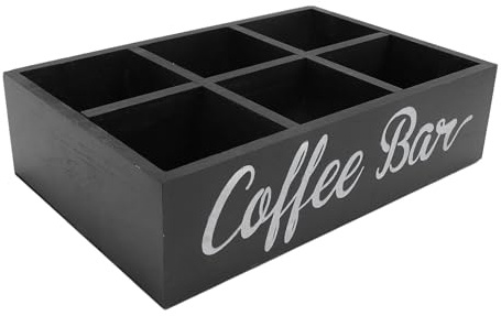 OVAQUIXI Elegante Organizer per Postazione caffè in Legno di Sicomoro, Pratica Scatola Porta Bustine di tè per L'arredamento del Piano di Lavoro della (BLACK)