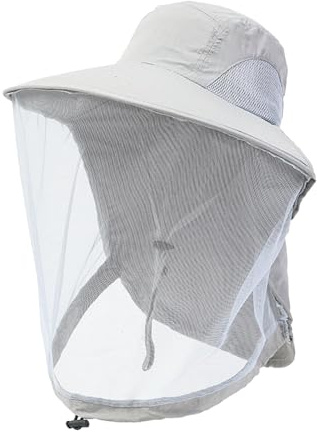 ZPGVWXKO Gorro de Malla para Apicultura, Gorro de Apicultor - Gorro Tipo Cubo de Nailon, Protección Facial para Equipos de Pesca, Deportes Al Aire Libre, Gris Claro