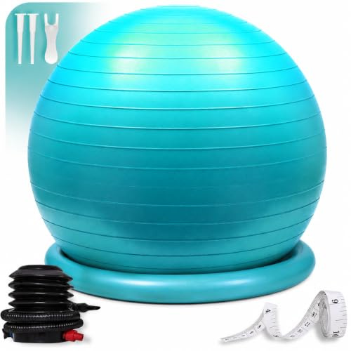 JYW Exercise Ball Chair 65cm - Yoga Ball & Stability Ring with Pump. For Pregnancy, Balance, Pilates or Birthing Therapy. Use at Office, Gym or Home. Anti-Burst and Anti-Slip Premium Grade