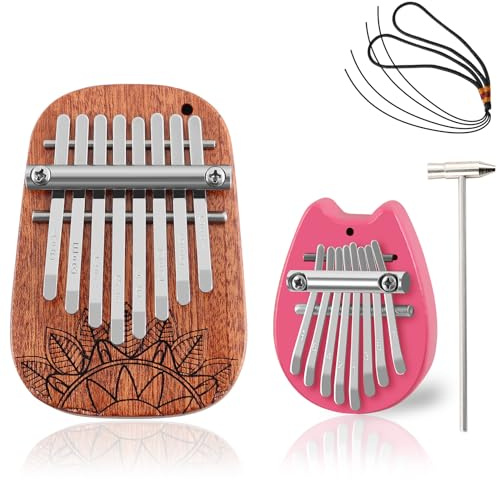 RANMING 8 Key Mini Kalimba Thumb Piano 2 Pack Set Portable Finger Piano Exquisite Musical Gift for Adults and Christmas