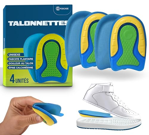 Podcase - Set Di 4 Talloniere In Silicone Plantare Ortopedico Per Correggere Fascite Plantare E Spina Calcaneare - Solette Gel Unisex Per Tallonite E Spina Calcaneare (Verde, S(35-40))