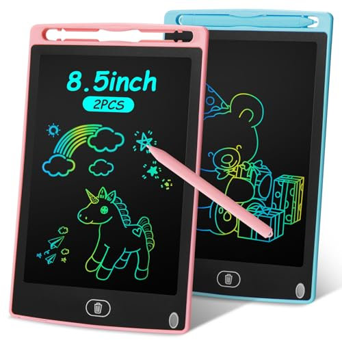 LCD Writing Tablet 2 Pack,Doodle Scribbler Pad 8.5 inch Colorful Screen Drawing Board Learning Gift for Kids, Educational Toys for 3-8 Years Old Boys & Girls(blue and pink)
