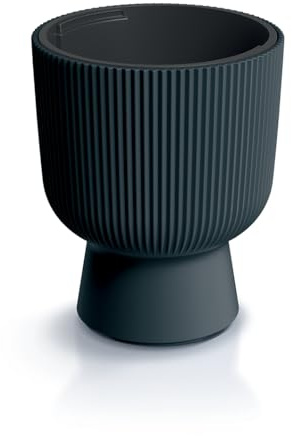 Tymar Vaso da fiori con inserto, vaso da fiori in plastica, fioriera, vaso per piante grande(DBMIS Antracite,ø 24 cm)