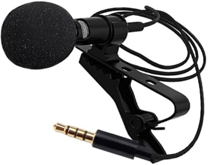 CIMAXIC Lavalier Lapel Microphone Kit Clip-on Mic for Recording 1.5m Cable 3.5mm Adapter Included for Live Streaming and Vlogging