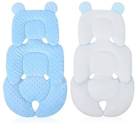 LEKEFETO Reductor de asiento para bebé con reposacabezas, suave funda para asiento de coche, transpirable y lavable, color azul
