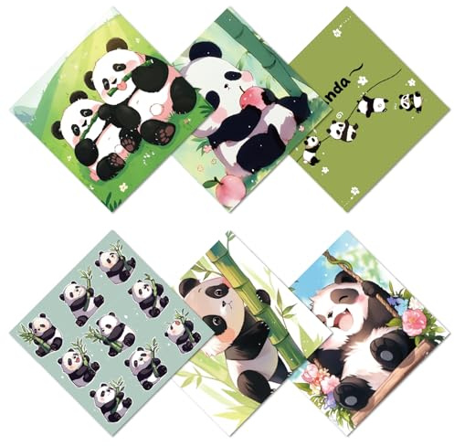 CREATCABIN 6 Paquet Chiffon Nettoyage pour Lunettes Panda Mignon Chiffon Microfibre Doux Multicolore Nettoyant Lunettes Soleil Réutilisables Lingettes Épaisses Vêtements pour Lunettes 15.5x15.5cm
