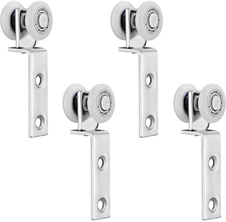 Saituo Home 20mm Lot de 4 Roulettes Suspendues pour Porte Coulissante | Roulettes à Double Roue avec Support Fer Très Résistantes et Durables, Accessoires pour Porte de Placard Bibliothèque Cuisine