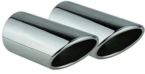 L&P A288 2 Auspuffblenden Auspuffblende Chrom Edelstahl spiegel poliert kompatibel mit Golf 7 VII Variant Kombi Plug&Play Endrohrblenden Endrohrblende Auspuff Blende Endrohre