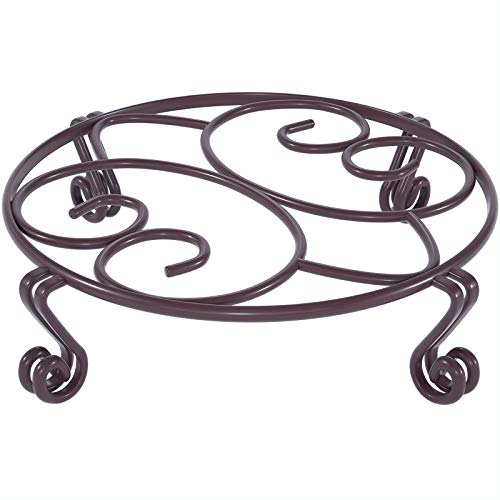 Yimobra Original Patented Plant Stand for Flower Pot Heavy Duty Potted Holder Indoor Outdoor, Metal Rustproof Iron Garden Container Round Supports Rack for Planter Bronze, Brown 9.4 Inches