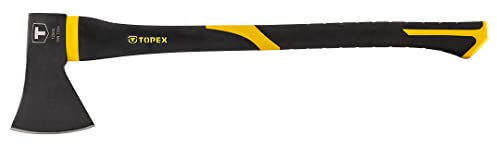 TOPEX Axt 1500 g, Stiel aus Fiberglas, Ergonomischer, Rutschfester Stiel aus gehärtetem Stahl für Garten, Holzschneiden, Gartenarbeiten | Zur präzisen Bearbeitung von Holz