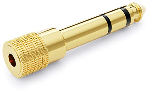 deleyCON Adaptador de Jack [1 Pieza] 6,35mm a 3,5mm - Audio Estéreo Acoplamiento Adaptador de Enchufe - para Auriculares Guitarra Receptor HiFi Amplificador Home Cinema Mezclador Teclado TRS