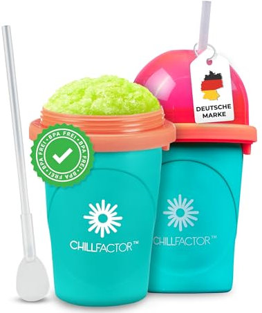 Magic Freez Slushy Maker – Tragbarer Slushy Becher aus Silikon mit 2-in-1 Strohhalm und Löffel – Slush Ice Maker für erfrischende Slushies – Slushi Cup zum Slush Eis selbermachen – 370ml
