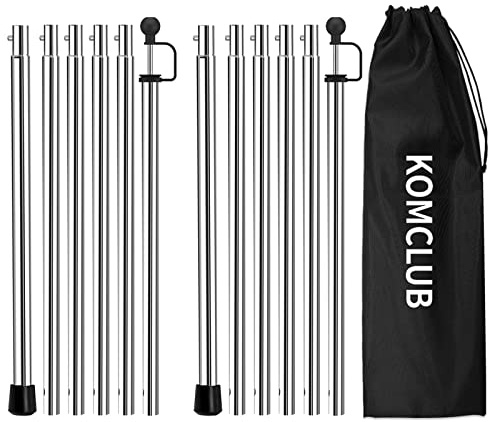 KOMCLUB Adjustable Tarp Poles 94.5 Camping Poles Stainless Steel Lightweight Tent Pole for Camping Hiking Outdoor Sport Activities…
