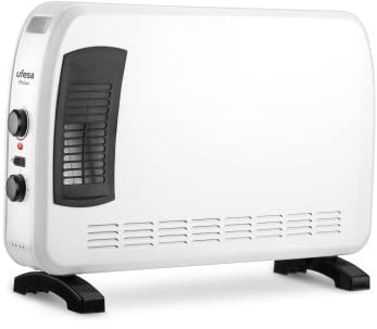 Ufesa Polux Convector Eléctrico desde 750W a 1200W con Función Turbo, 3 Niveles de Potencia y Sistema de Seguridad, Asa de Transporte, Calefactor Bajo Consumo, Blanco