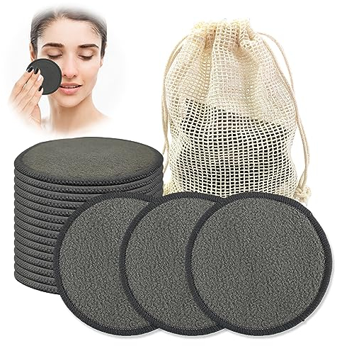 Abschminkpads Waschbar, 18 Stück Wiederverwendbare Wattepads, Original Wattepads zum Abschminken mit Netz-Wäschesack, Mikrofaser-Fleece, für Alle Hauttypen.