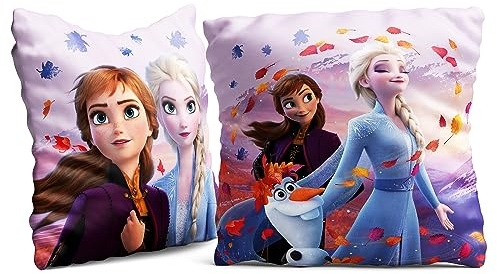 Frozen Frost kudde Dreamteam 40 cm x 40 cm dekorativ kudde gosig kudde vändkudde barnkudde gosig kudde Anna Elsa Sven Kristoffer Disney fram och bak för sängkläder