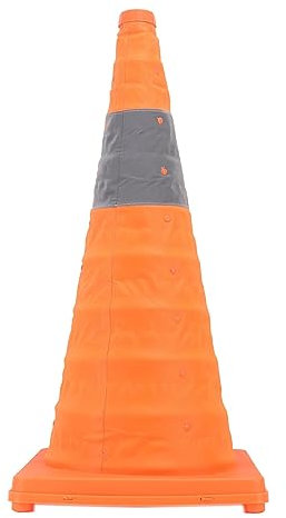 Fafeicy Paquete de 1 Conos de Tráfico Plegables, Conos de Seguridad Naranjas para Estacionamiento en Carretera de 28 Pulgadas con Tiras Reflectantes, Conos de Construcción Multiusos