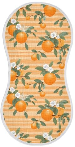 KEIGE 1Pc Orange Fruit Burp Cloth,Unisex Large Absorbent Soft Cotton Muslin Burping Cloths for Newborn Boys Girls,11x22in,A111600