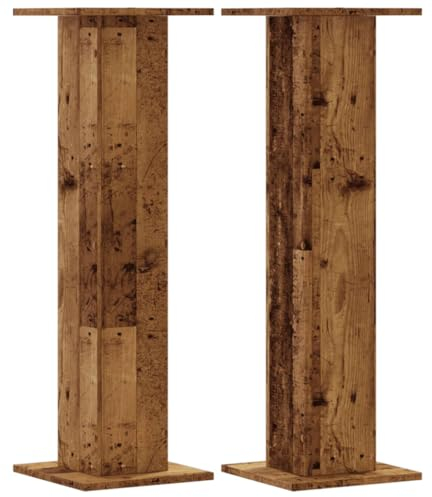 vidaXL Speaker Stands - HiFi Floor Stand - Old Wood Engineered - Adjustable Height - Set of 2-95 cm Tall - Brown - Sturdy and Stable - Home Audio Essentials