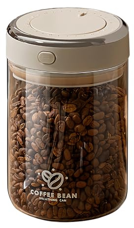 Aerbee Coffee Bean Canister, 37OZ Food Grade Sealed Jar with Date Tracker and Waking Bean Valve, Vacuum Storage Container for Beans, Grain, Snack, Sugar, Tea (1.1L)