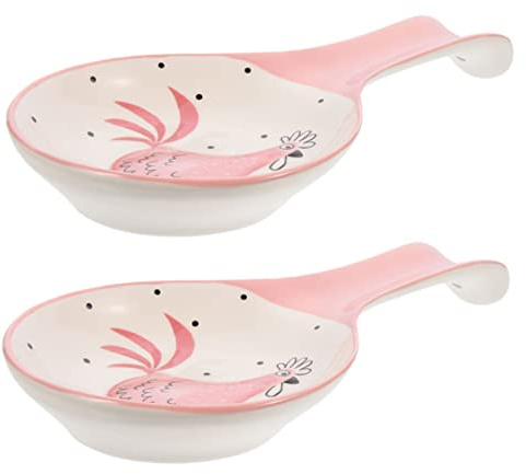 ELAYARD 2 Soportes Reposacucharas de Cerámica Resistentes y Duraderos para Utensilios de Cocina, Diseño Práctico y Antigolpes para Cocinas Hogar