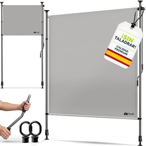 tillvex® Klemmmarkise Senkrechtmarkise 200x310cm mit Handkurbel ohne Bohren