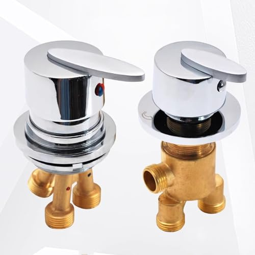 Válvula Mezcladora para Grifo De Bañera, Grifo De Llenado De Bañera con Montaje En Cubierta, Válvula Divisora De 2 Vías De Latón, Cartucho Cerámico, Grifo Mezclador De Agua Fría Y Caliente